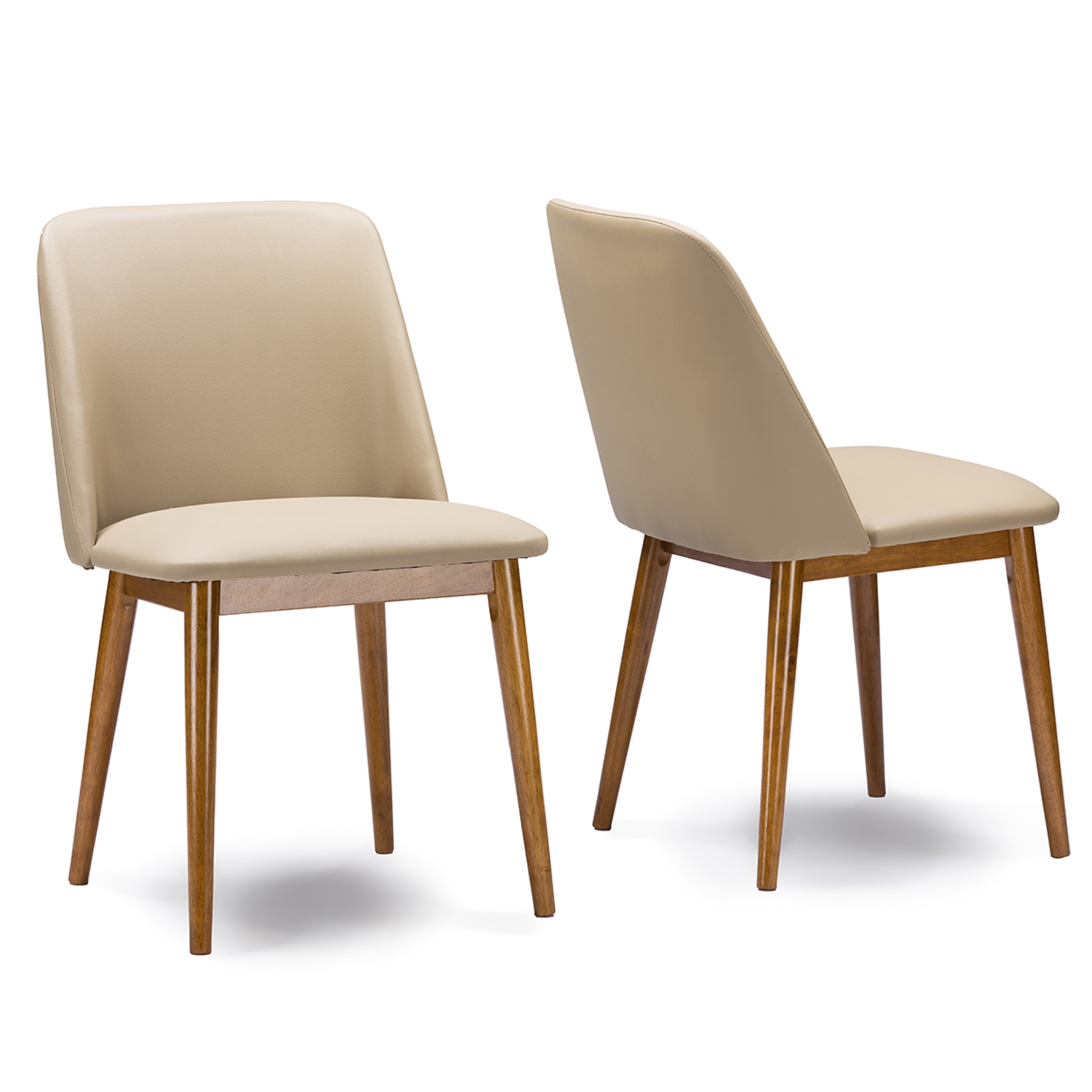 Beige leather 2024 dining chairs